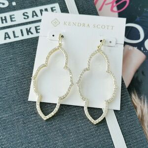 New Gold Kendra Scott Abbie White Crystal Earrings